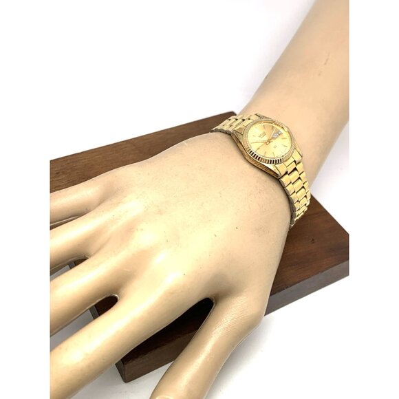 Seiko SQ Women\'s Watch 2A23-0030 Vintage Quartz Gold Dial Day Date Steel 24mm main image 11